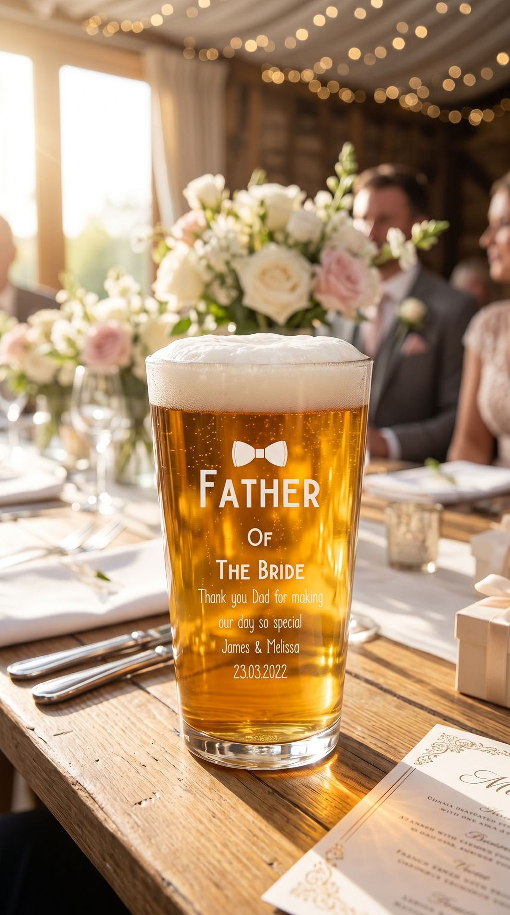 Personalised Engraved Father of The Bride Beer Pint Glass Gift personalised beer glasses ukgiftstoreonline