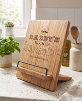 Personalised Daddy's Recipe Book Or Tablet Stand For Kitchen Gift recipe book holder ukgiftstoreonline