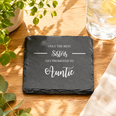 Auntie Slate Coaster, Best Sisters Promoted To Auntie Gift For Her Personalised Slate Marker ukgiftstoreonline