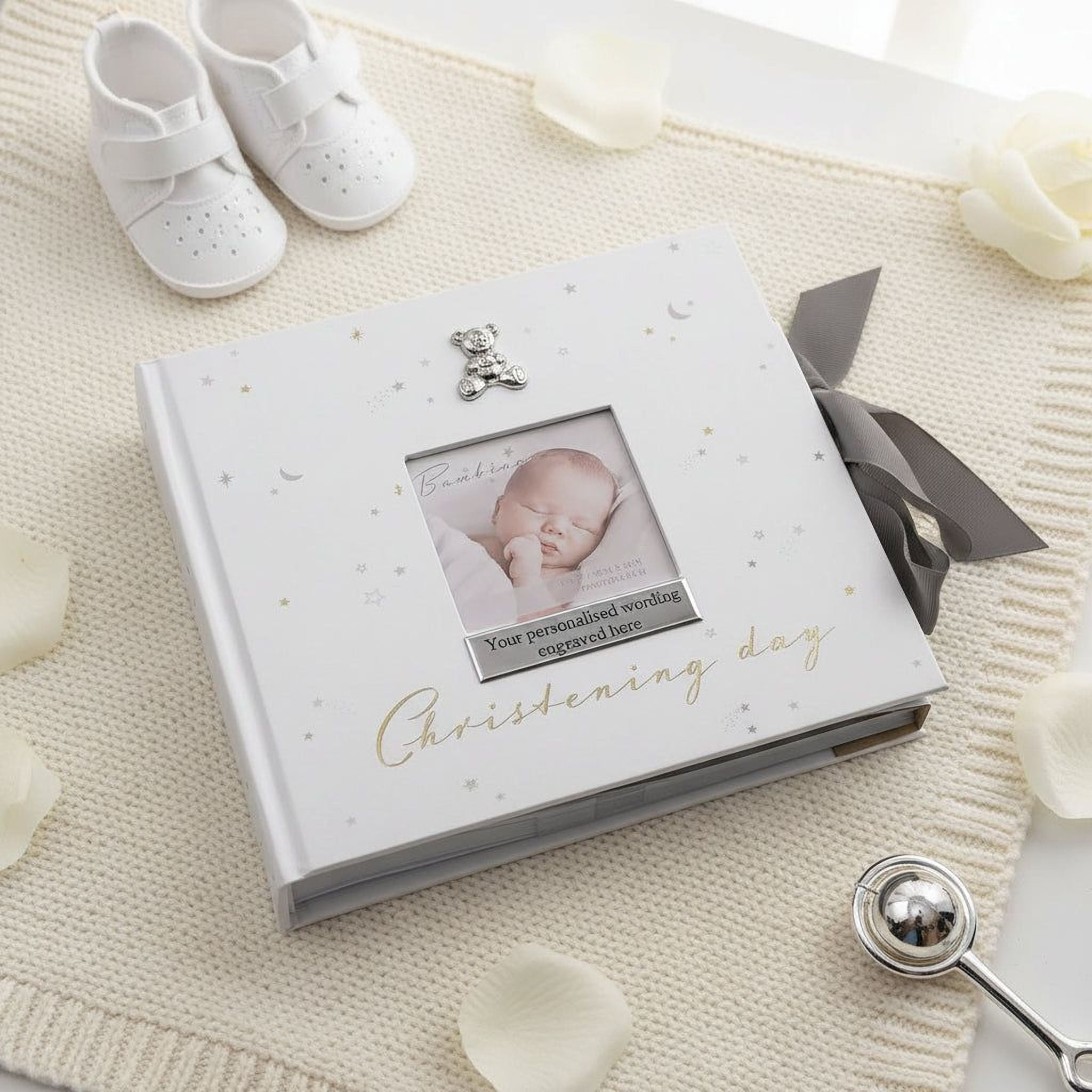 Personalised Christening Day Photo Album Gift With Raised Icons Boxed Christening Photo Album ukgiftstoreonline