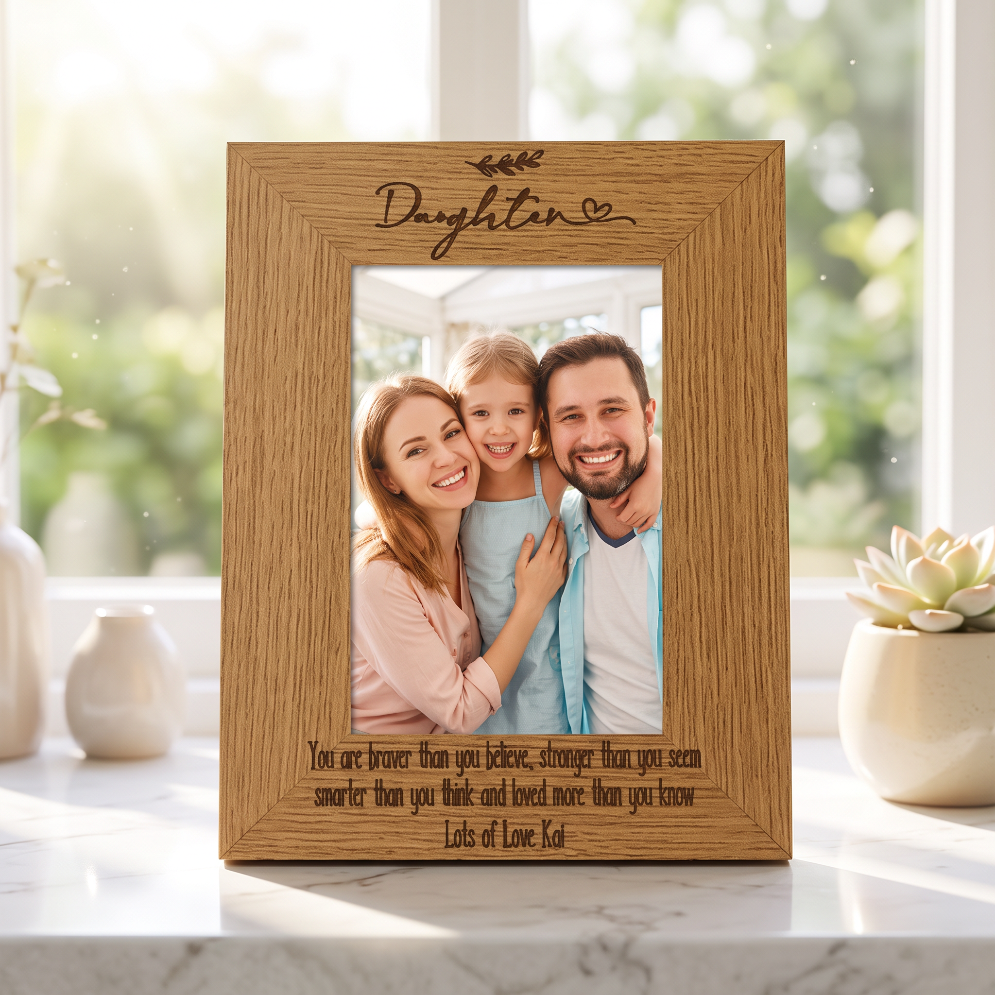 Personalised Daughter Sentiment Gift Wooden Photo Picture Frame Portrait Photo Frame ukgiftstoreonline