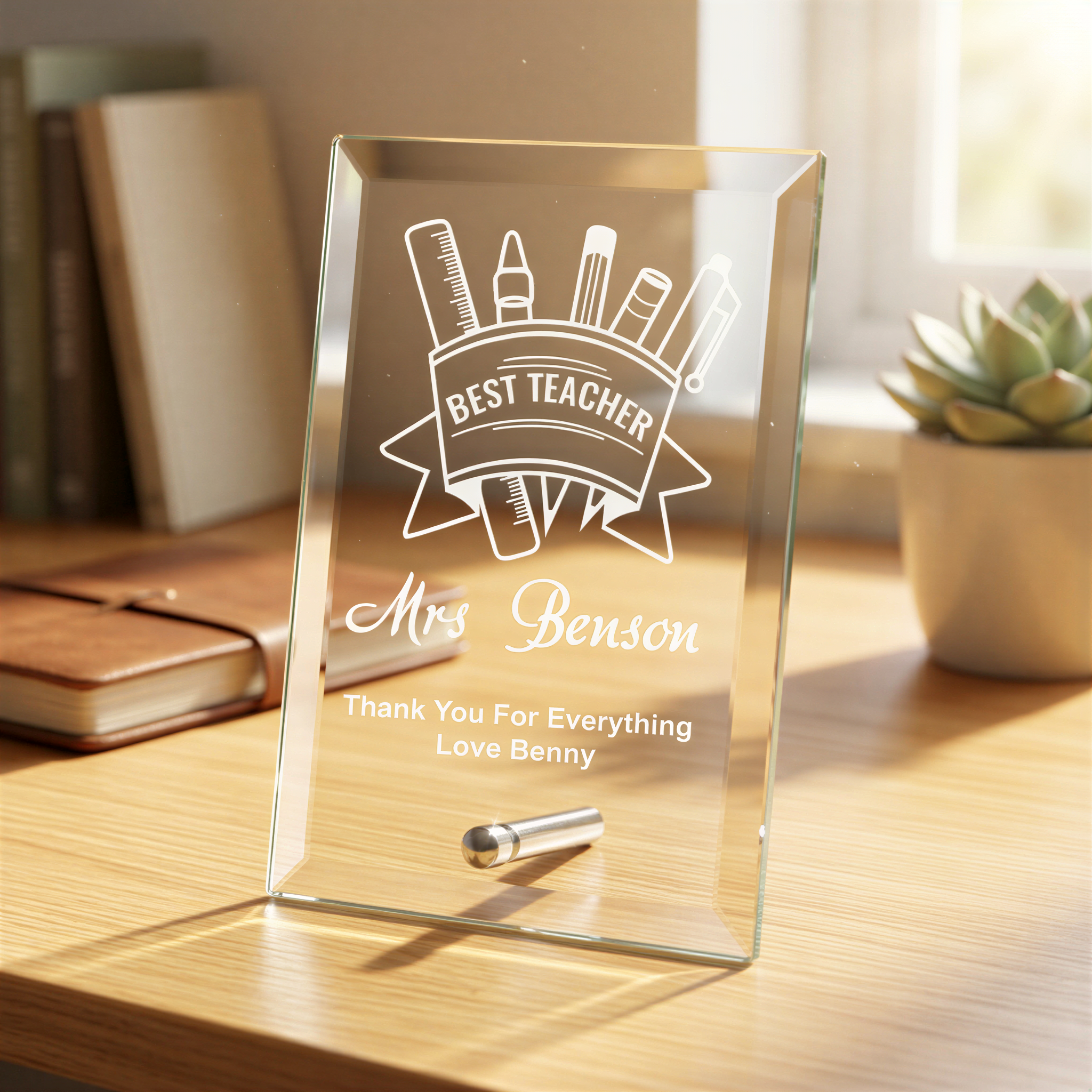 Teacher Thank You Plaque – Personalised Glass Award Plaque For Best Teacher Personalised Crystal Glass ukgiftstoreonline