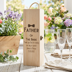 Personalised Wooden Wine Champagne Box Father Of The Bride Gift Champagne Bottle Holders Raised Words