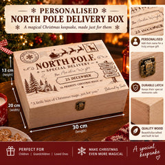the north pole delivery box is shown with instructions