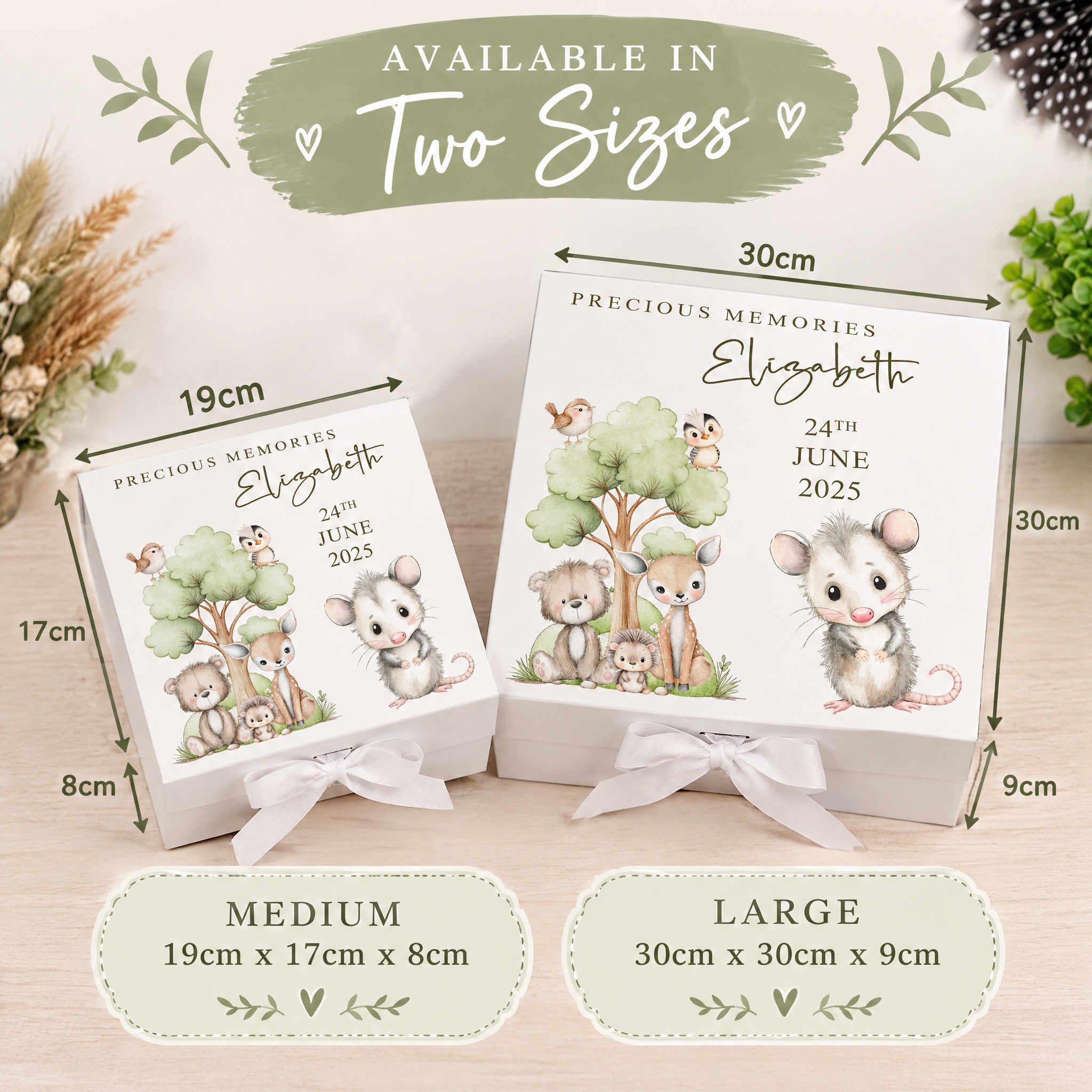 Personalised Baby Memory Box, Woodland Animals Keepsake Box Set UK ukgiftstoreonline