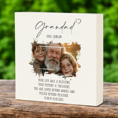 Personalised Grandad Memorial Sympathy Plaque Indoor or Outdoor With Photo