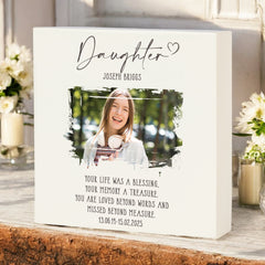 Personalised Daughter Memorial Sympathy Plaque Indoor or Outdoor With Photo