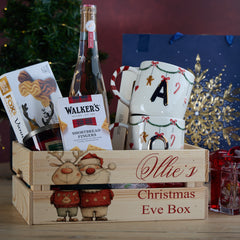 Personalised Christmas Crates With Sant and Reindeer Christmas Eve Box