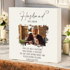 Personalised Husband Memorial Sympathy Plaque Indoor or Outdoor With Photo