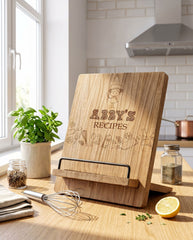 Personalised Recipe Book Stand - Adjustable Wooden Cookbook Holder & Tablet Stand recipe book holder ukgiftstoreonline