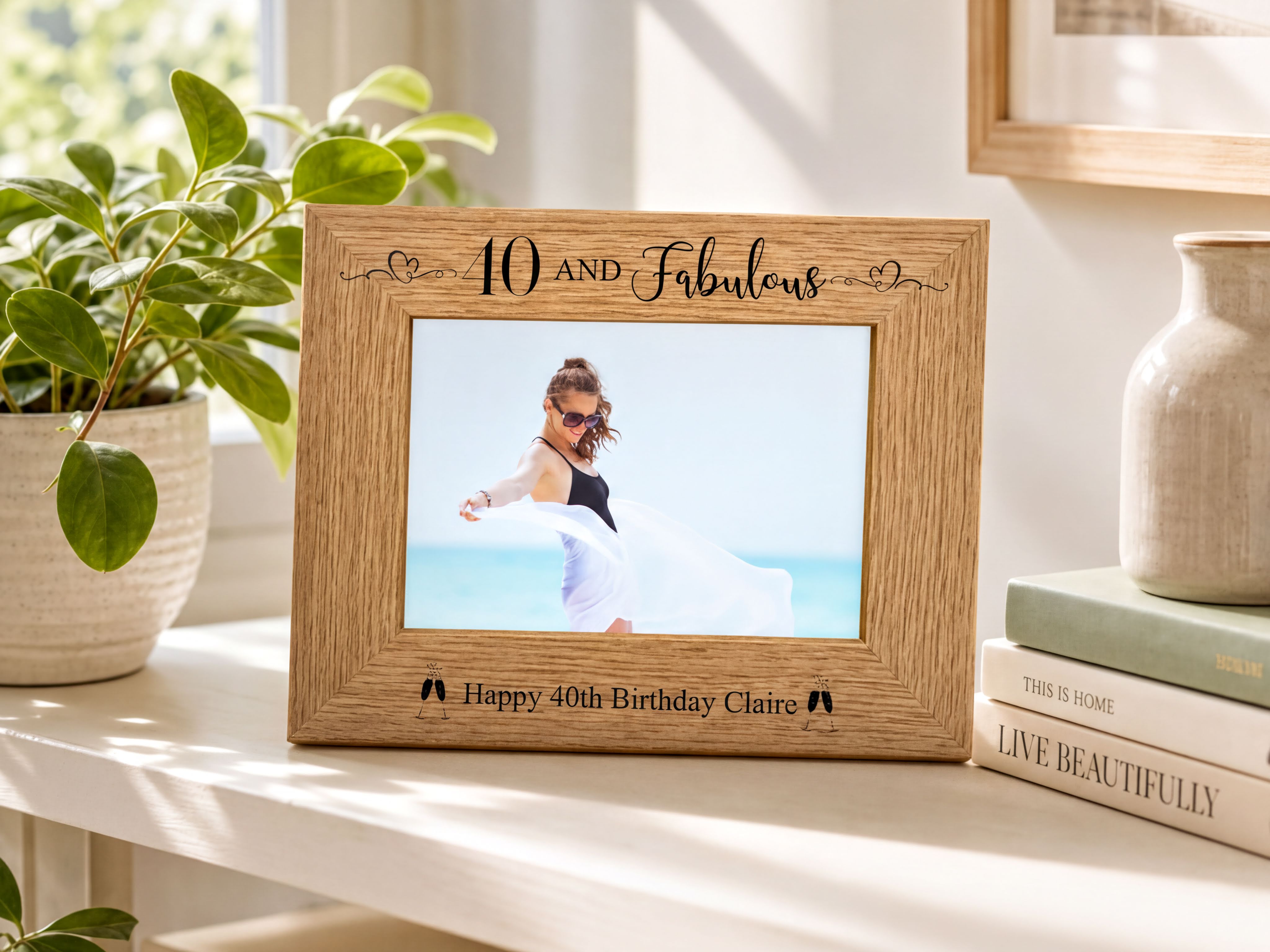 Personalised Birthday Photo Frame | Engraved Wood Keepsake For Milestone Birthdays personalised photo frames ukgiftstoreonline