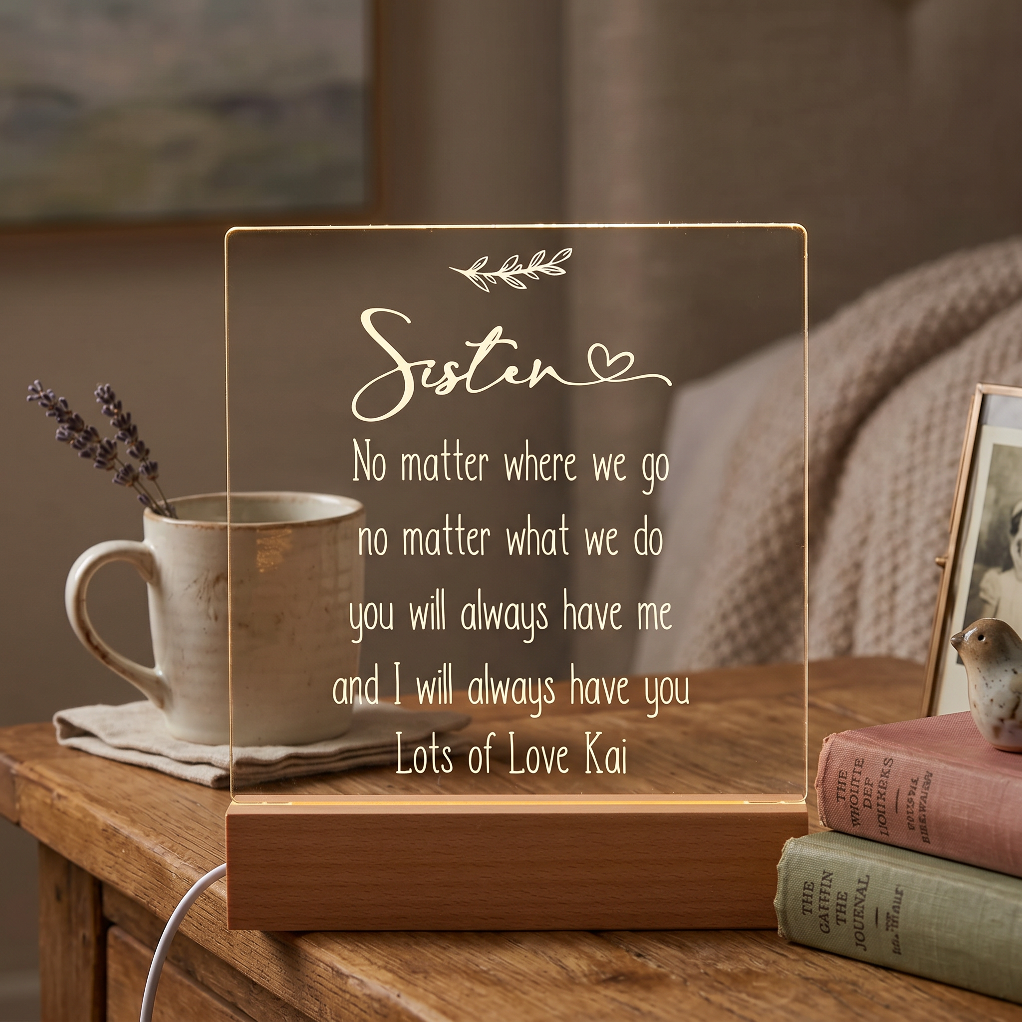 Personalised Sister Sentiment LED Night Lamp Keepsake Gift LED Lights ukgiftstoreonline