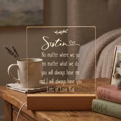 Personalised Sister Sentiment LED Night Lamp Keepsake Gift LED Lights ukgiftstoreonline