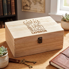Personalised Keepsake Box – Large Wooden 18th Birthday Gift With Custom Name Keepsake Memory Box Raised Words