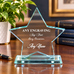 Personalised Glass Star Trophy | Large Jade, 18Cm X 18Cm, Any Engraving Personalised Gifts ukgiftstoreonline