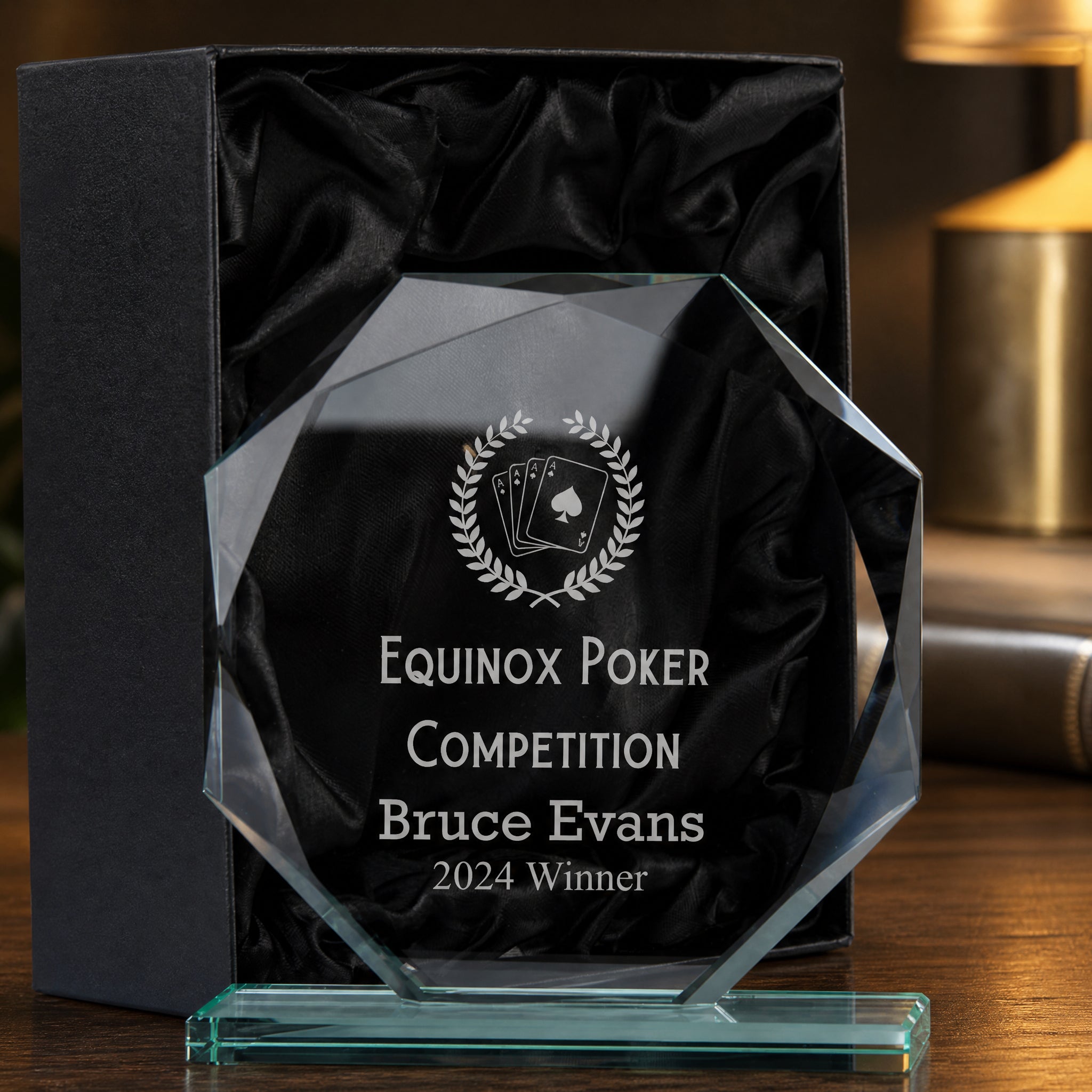 Large Jade Glass Personalised 15cm Poker Or Cards Trophy Award Engraved Jade Glass ukgiftstoreonline