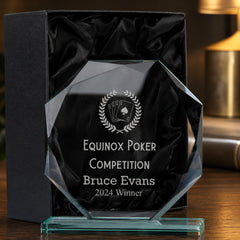 Large Jade Glass Personalised 15cm Poker Or Cards Trophy Award Engraved Jade Glass ukgiftstoreonline
