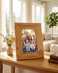 Wooden Photo Frame – Family Photo Frame With Oak Wood Finish & Engraving Family Photo frame ukgiftstoreonline