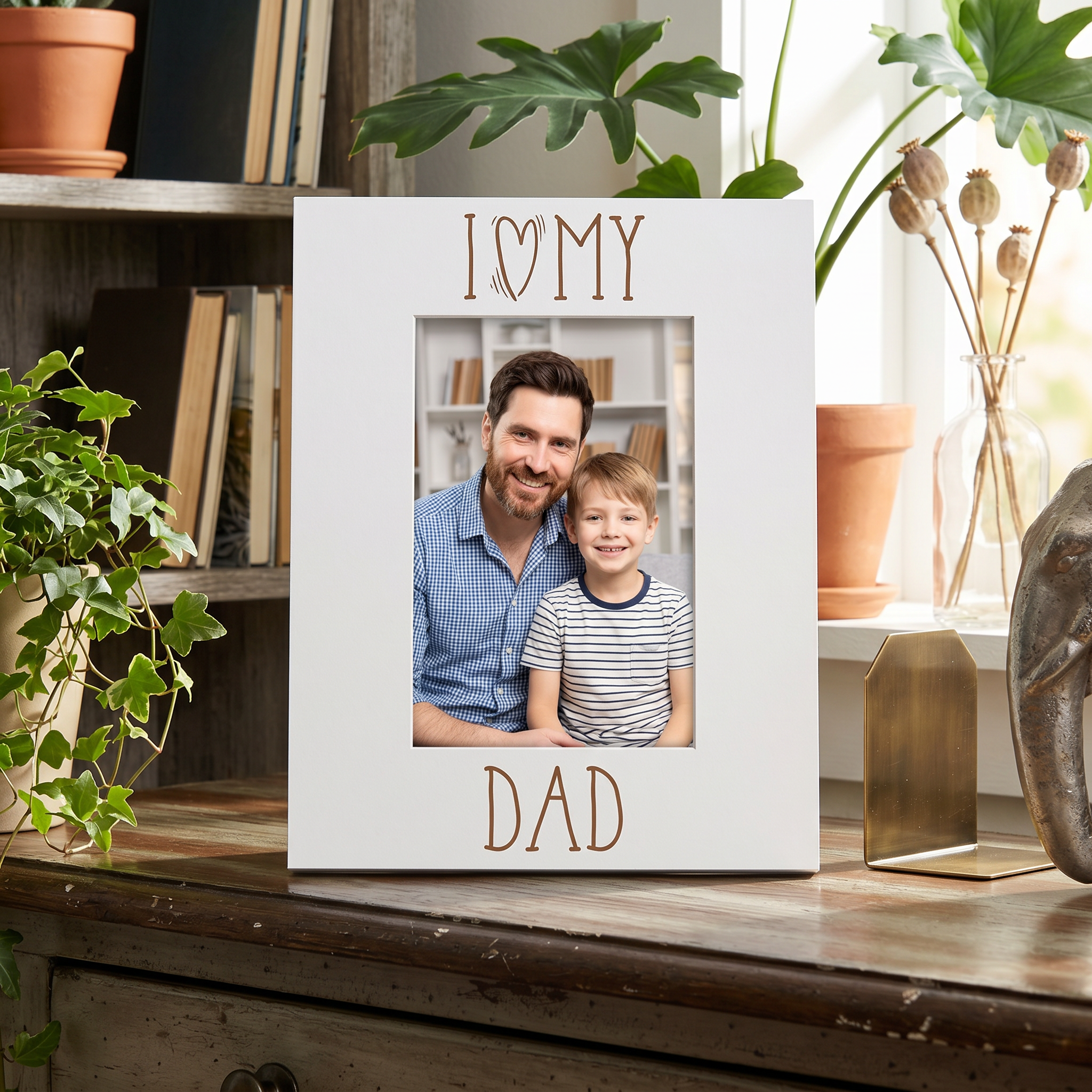 I Heart My Dad Engraved White Wooden Portrait Picture Photo Frame Family Photo frame ukgiftstoreonline