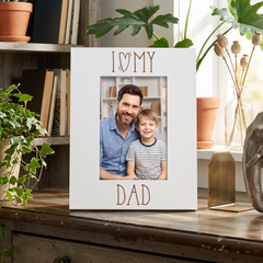 I Heart My Dad Engraved White Wooden Portrait Picture Photo Frame Family Photo frame ukgiftstoreonline