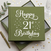 21st Birthday Photo Album, Olive Green Star, 50 Pages, Captions ukgiftstoreonline