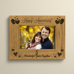 Wooden Anniversary Photo Frame, Happy 5th Anniversary Keepsake Gift Anniversary Photo Frame ukgiftstoreonline