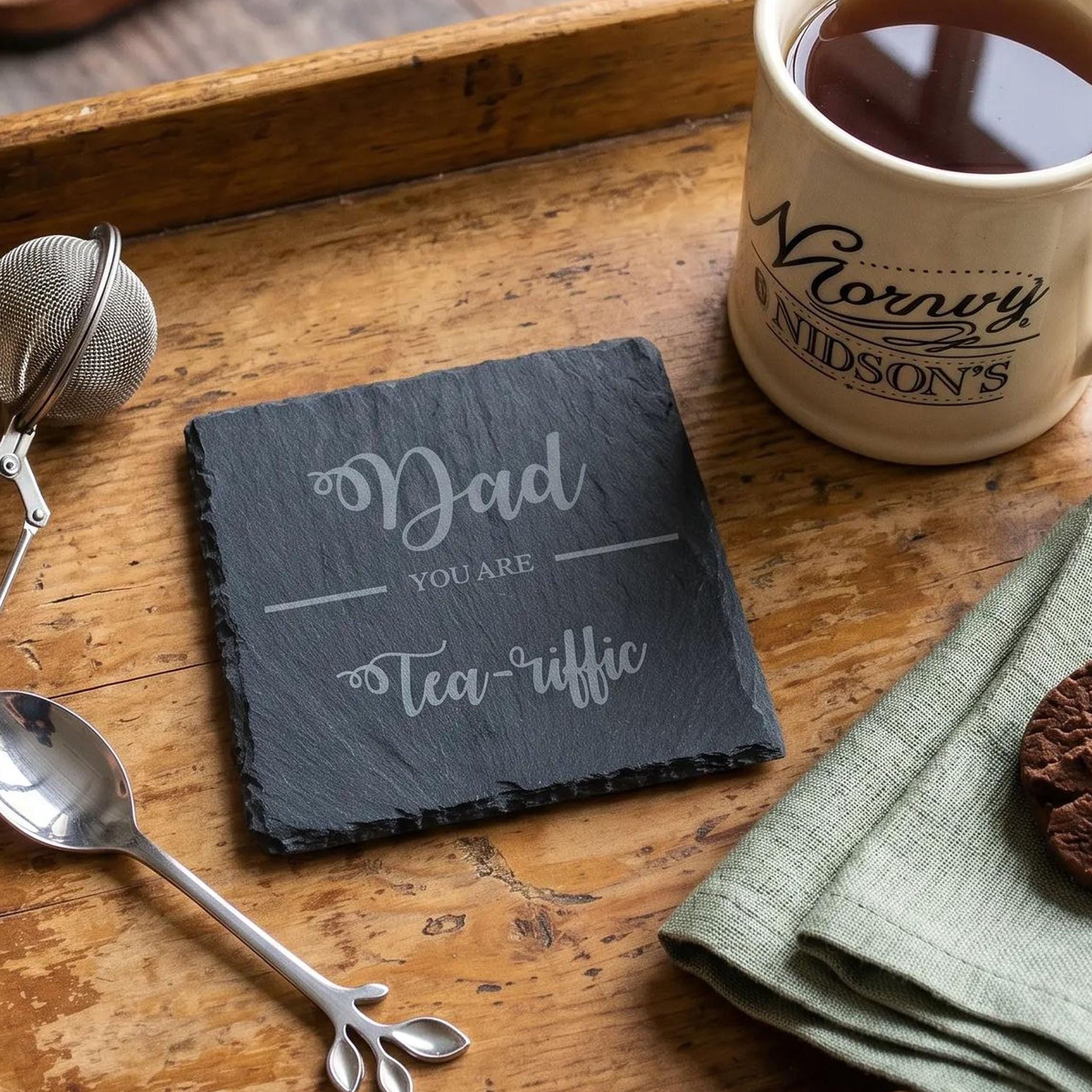 Slate Coaster – Handcrafted Stone Drink Accessory | Rustic Tea Lover Gift ukgiftstoreonline