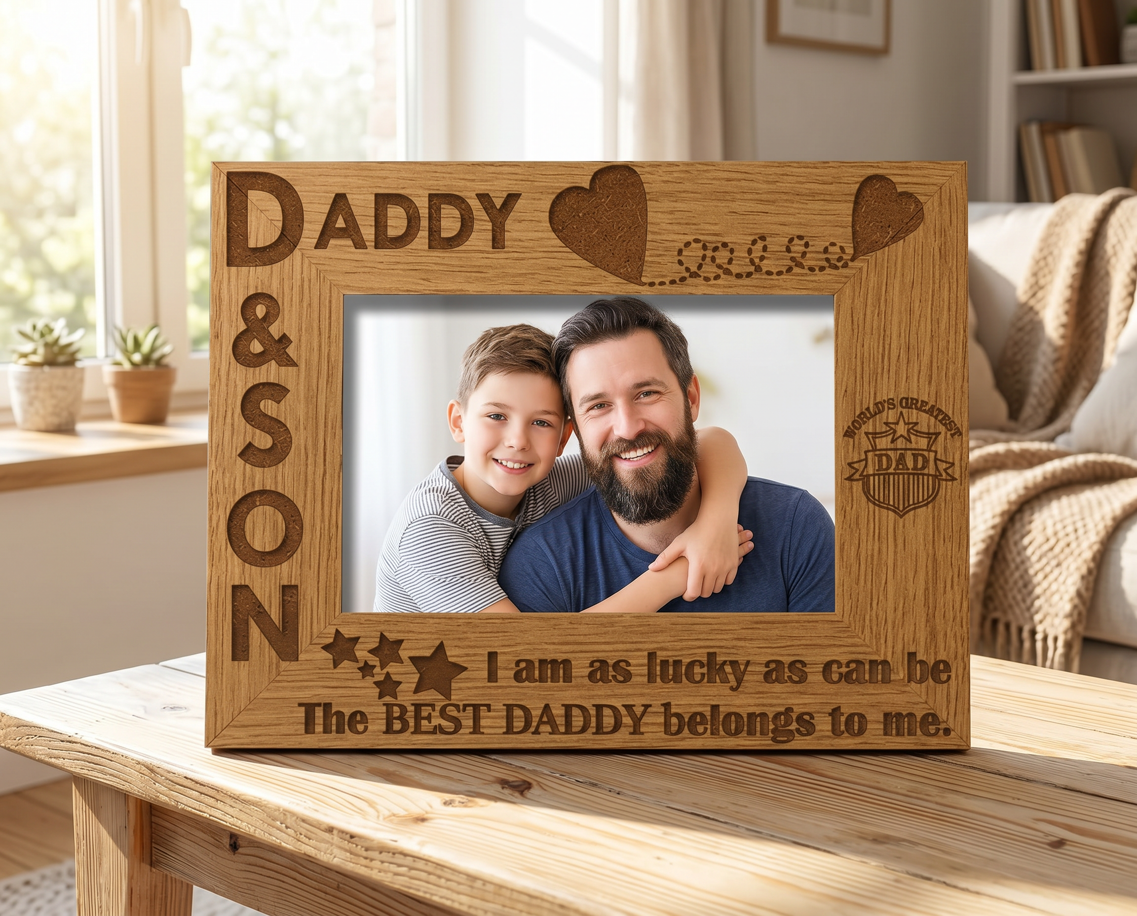 Daddy and Son Wooden Photo Frame Gift Daddy Photo Frame ukgiftstoreonline