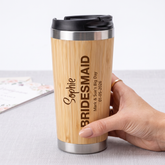 Personalised Bamboo Travel Mug Wedding Favour Gift Bridesmaid Maid Honour Personalised Mugs ukgiftstoreonline