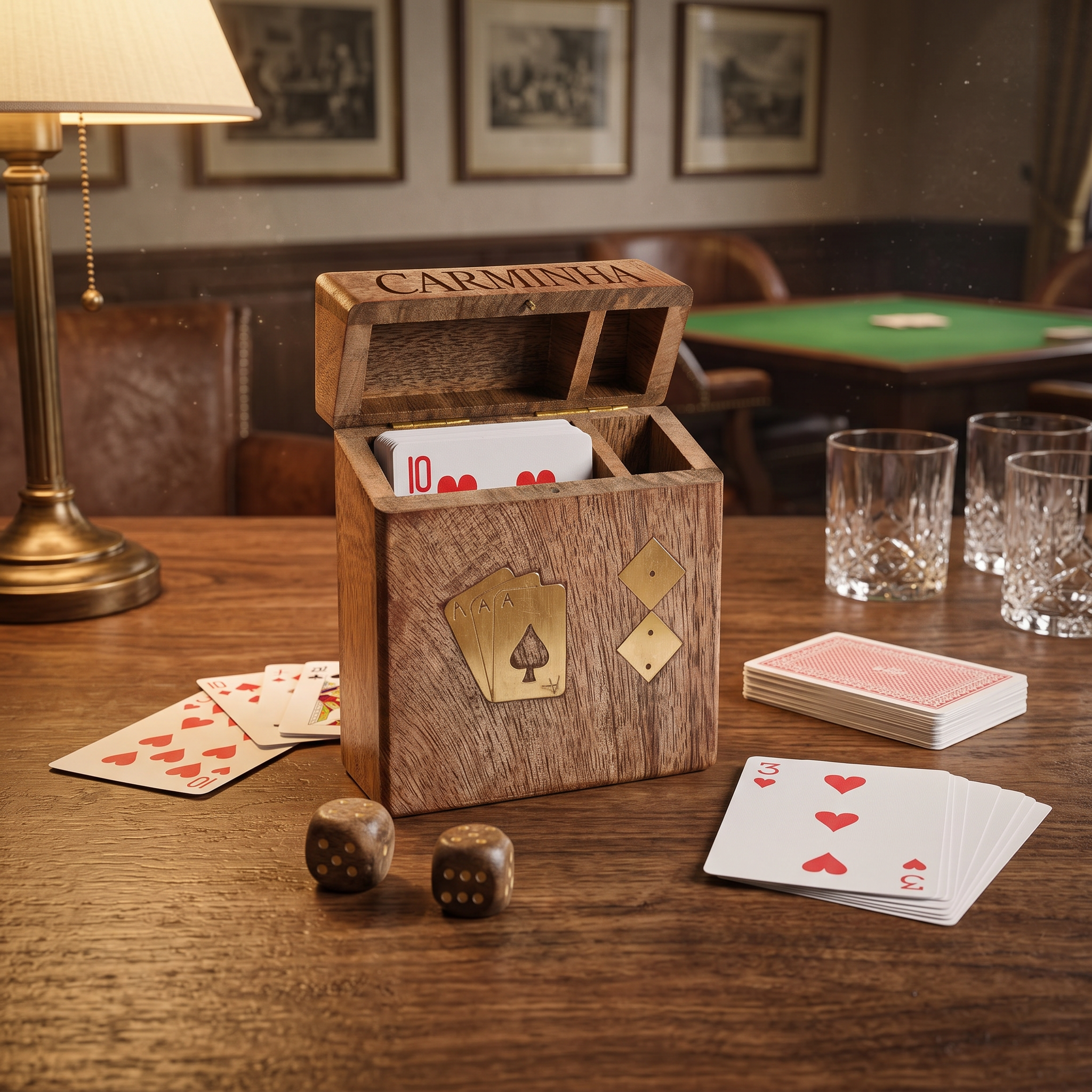 Personalised Luxury Playing Card And Dice Box men's personalised gift Playing Card Box ukgiftstoreonline