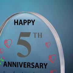 Beautiful Personalised 5th Wedding Anniversary Heart Block In Gift Box