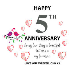 Beautiful Personalised 5th Wedding Anniversary Heart Block In Gift Box