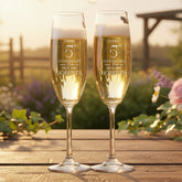 Personalised Engraved 5th Wedding Anniversary Champagne Glass Set Gift