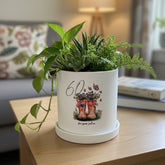 Personalised Birthday Plant Pot – 60th Birthday Gift With Floral Pink Boots Design ukgiftstoreonline