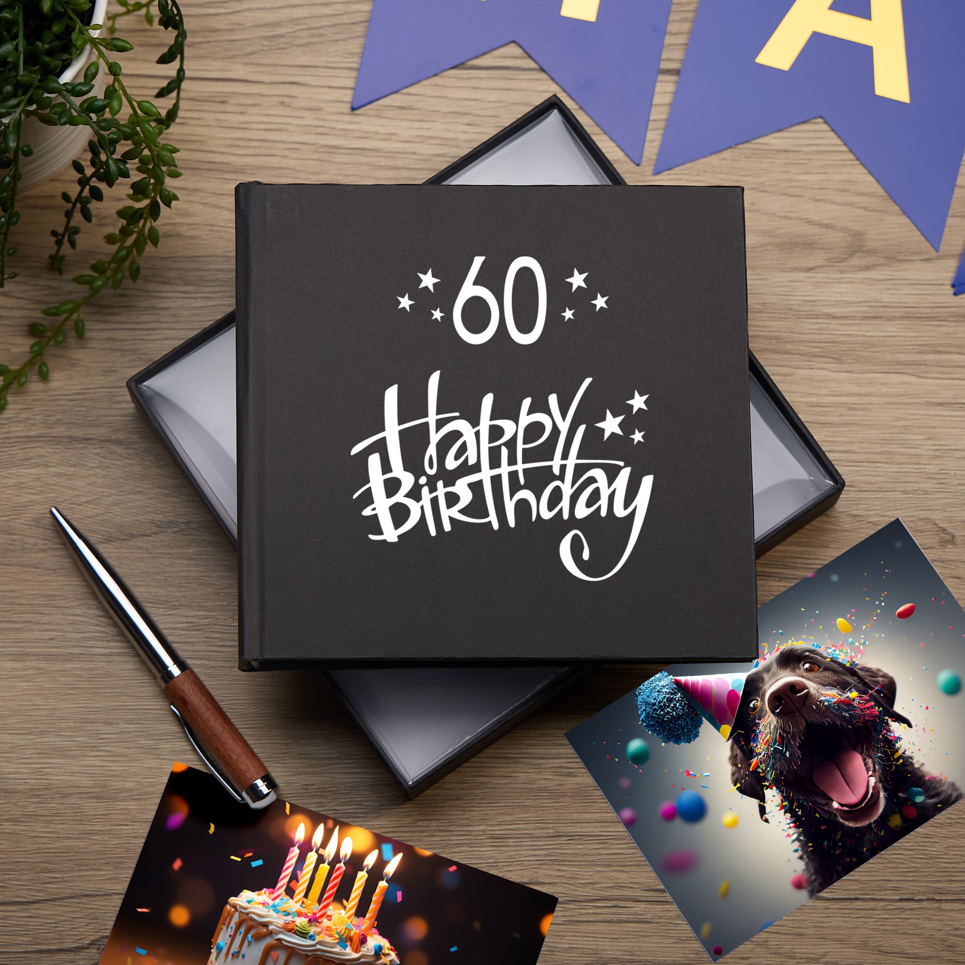 60th Birthday Black Photo Album Gift For Him 50 x 6" x 4" Photos photo album ukgiftstoreonline