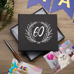 60th Birthday Black Photo Album Gift For Him With Laurel Wreath