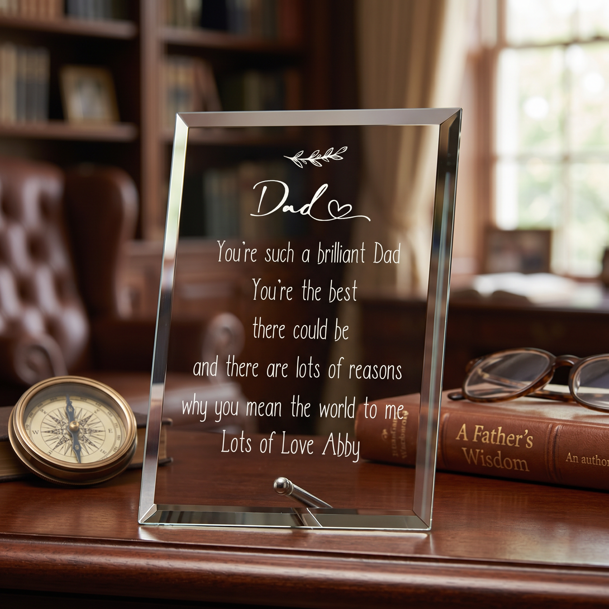 Personalised Dad Keepsake Gift Glass Plaque With Sentiment Personalised Plaque Gift ukgiftstoreonline