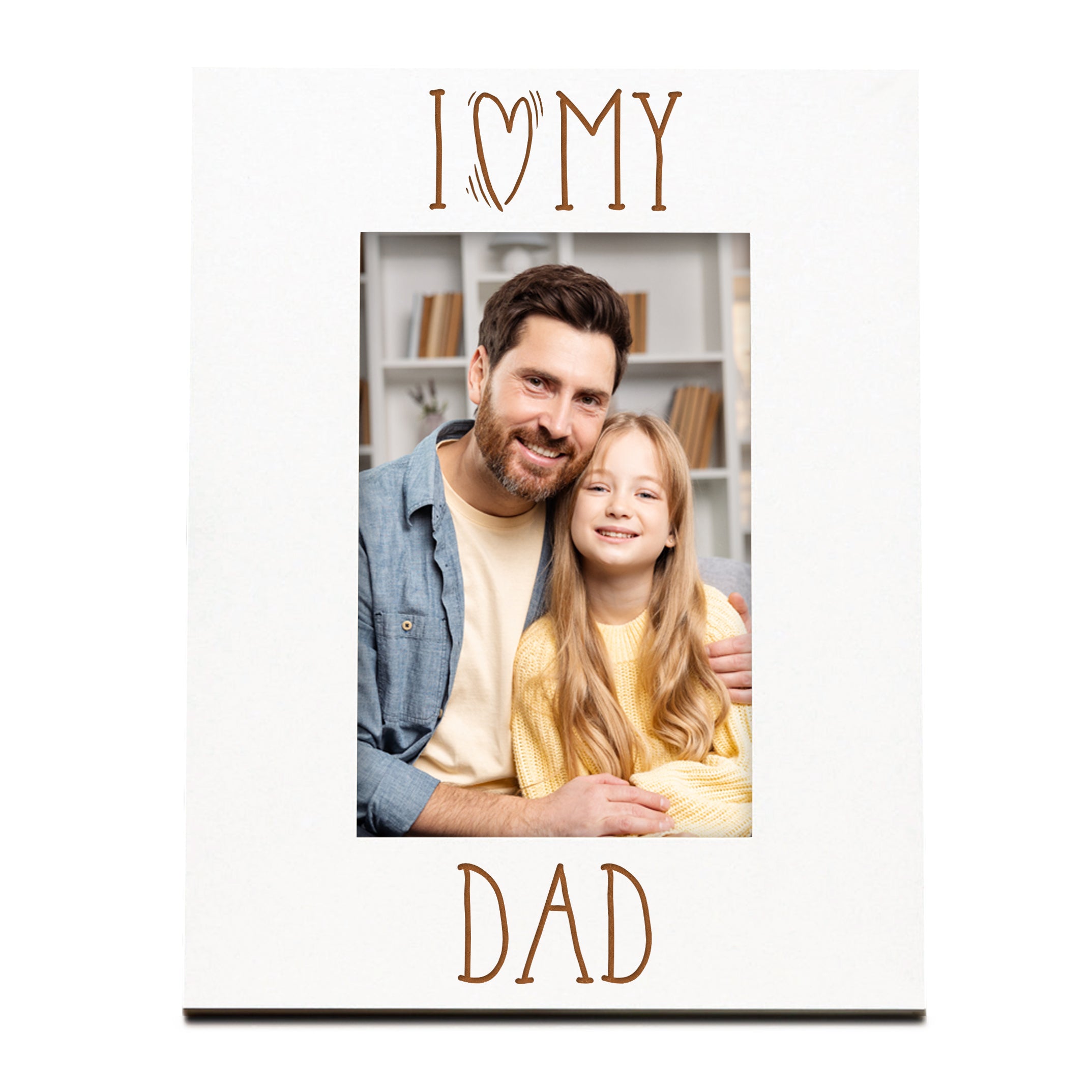 I Heart My Dad Engraved White Wooden Portrait Picture Photo Frame Family Photo frame ukgiftstoreonline