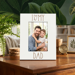 I Heart My Dad Engraved White Wooden Portrait Picture Photo Frame Family Photo frame ukgiftstoreonline
