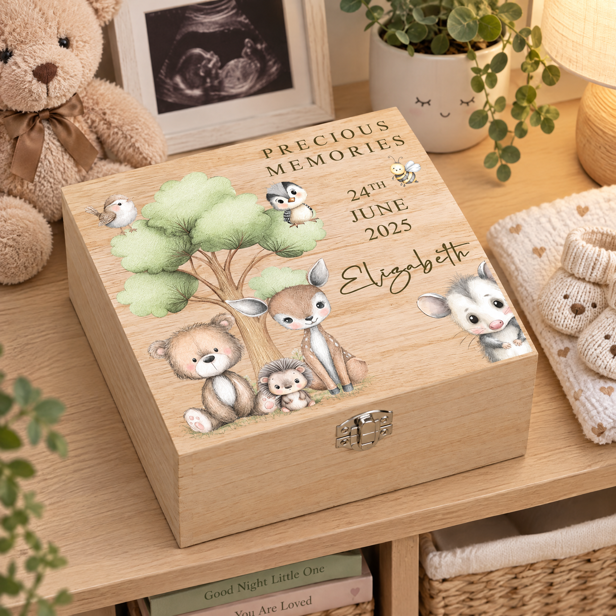Personalised Wooden Baby Memory Keepsake Box With Woodland Animals Keepsake Memory Box ukgiftstoreonline