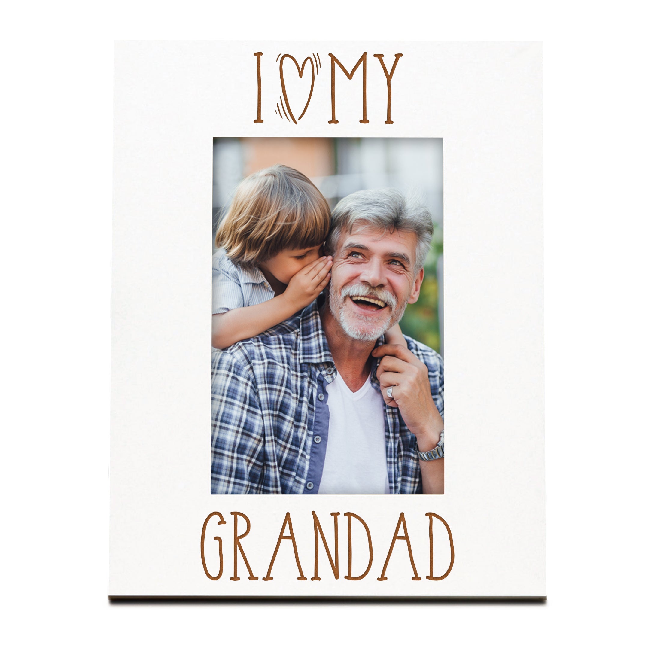 I Heart My Grandad Engraved White Wooden Portrait Picture Photo Frame Family Photo frame ukgiftstoreonline