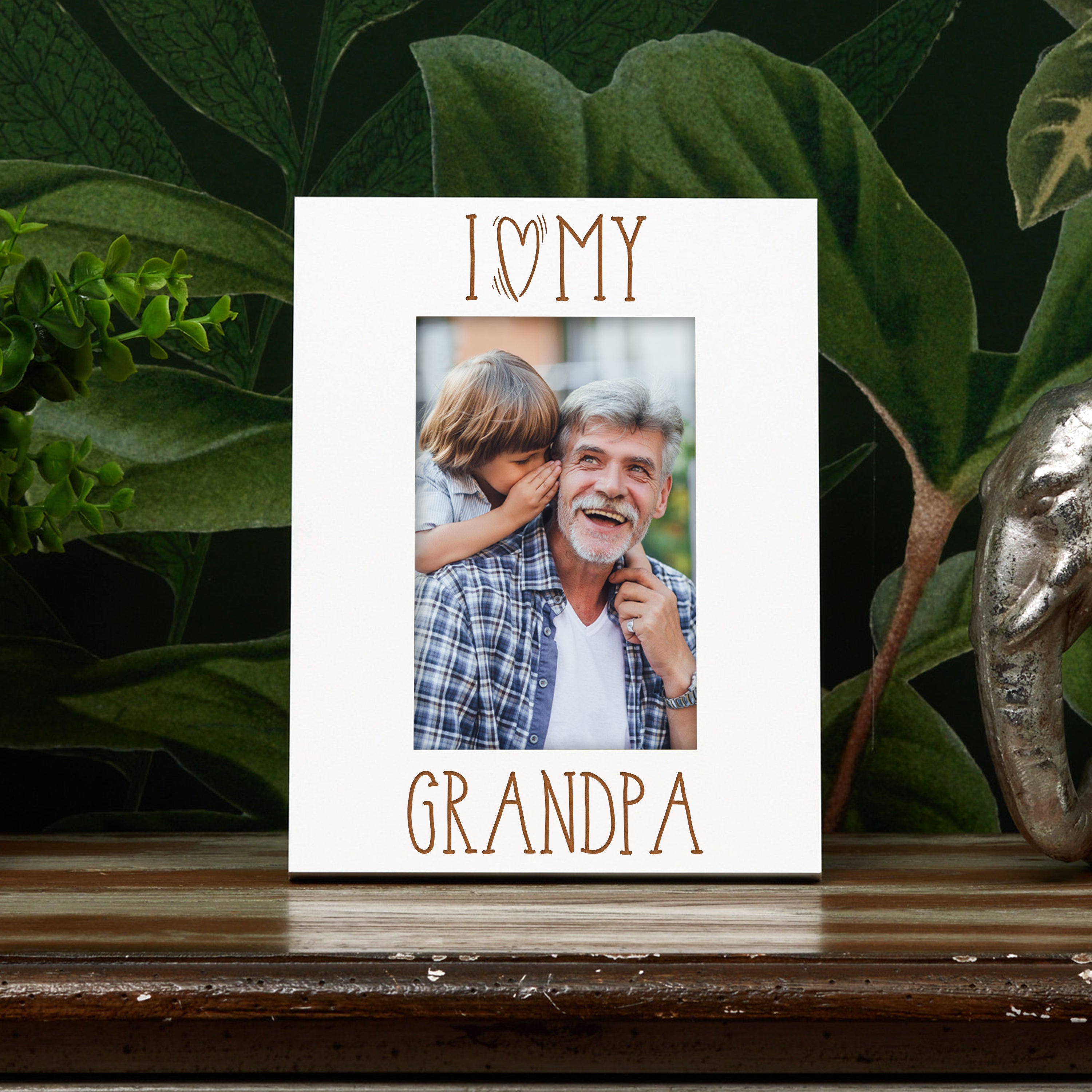 I Heart My Grandpa Engraved White Wooden Portrait Picture Photo Frame Family Photo frame ukgiftstoreonline