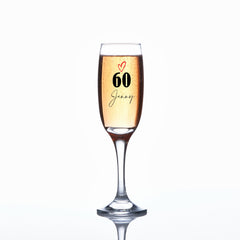 Personalised 60th Birthday Champagne Prosecco Glass Gift For Her