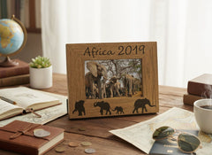 Personalised Elephant Design Engraved Wooden Photo Frame Travel Gift Photo Frame ukgiftstoreonline