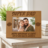 Personalised Super Dad Wooden Photo Frame Gift Daddy Photo Frame ukgiftstoreonline