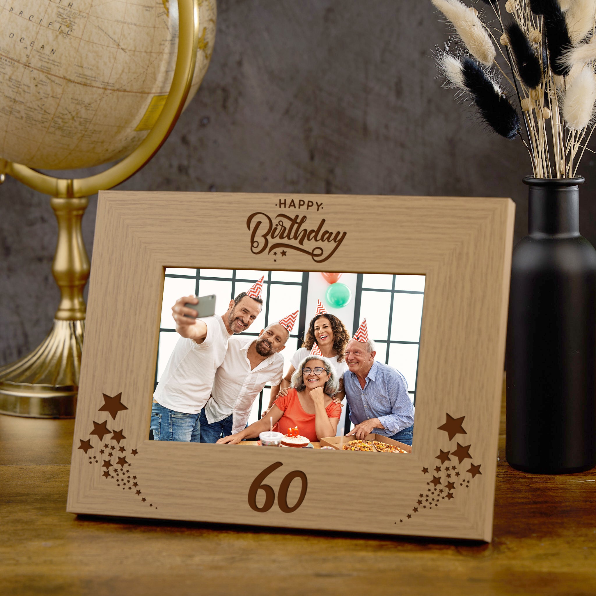 Happy 60th Birthday Wooden Photo Frame Gift Birthday Photo Frame ukgiftstoreonline