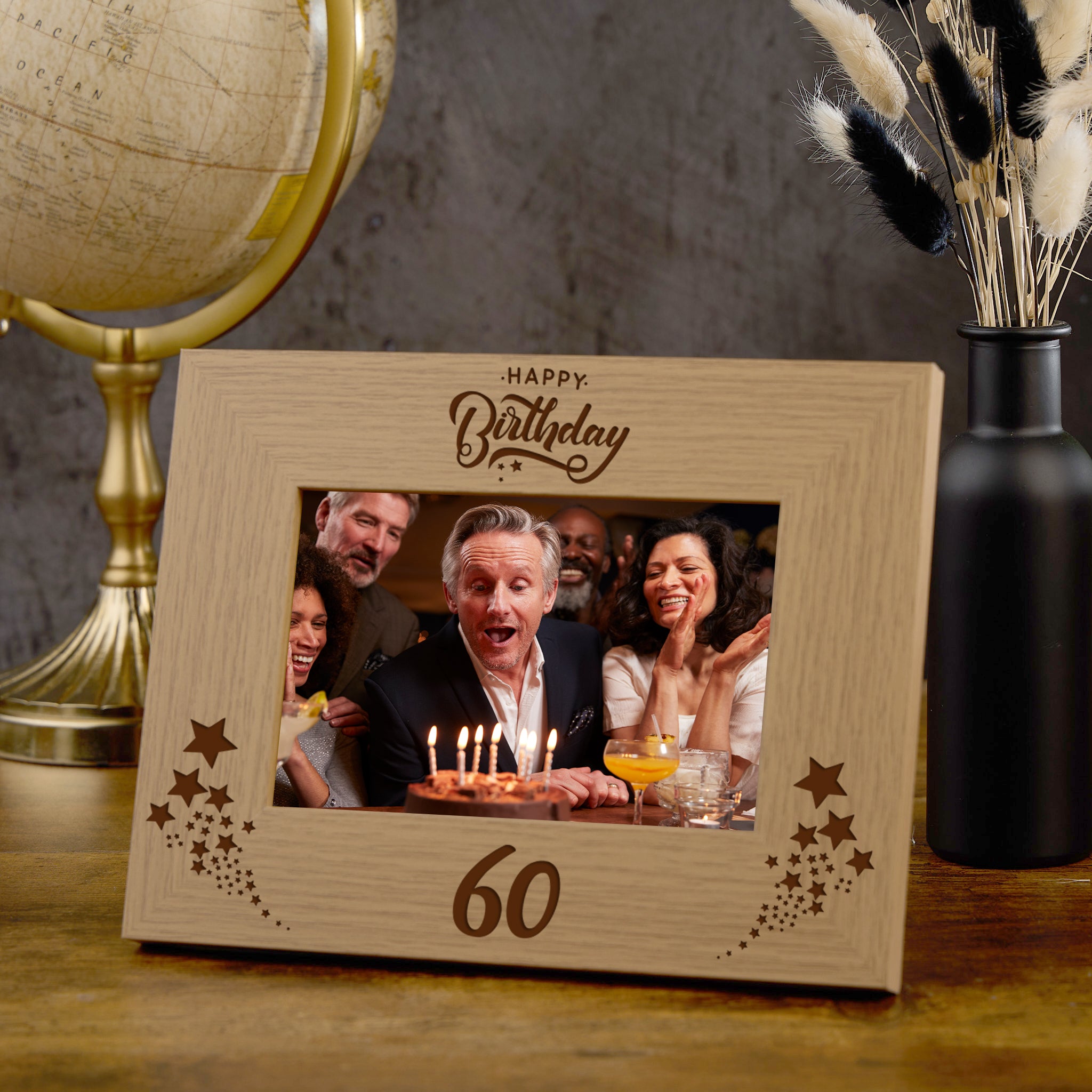 Happy 60th Birthday Wooden Photo Frame Gift Birthday Photo Frame ukgiftstoreonline