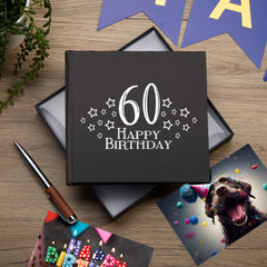 60th Birthday Black Photo Album Gift For Him With Star Design Birthday Photo Album ukgiftstoreonline