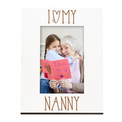 I Heart My Nanny Engraved White Wooden Portrait Picture Photo Frame Family Photo frame ukgiftstoreonline