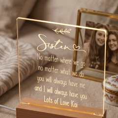 Personalised Sister Sentiment LED Night Lamp Keepsake Gift LED Lights ukgiftstoreonline